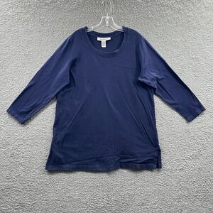 Roamans Womens Tunic Top L Cotton Minimalist Relaxed Capsule Everyday Elevated